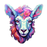 Psychedelic Goat Head Sticker - Vibrant, Colorful Art Decal with Dreamlike Quality for Bold Home Decor