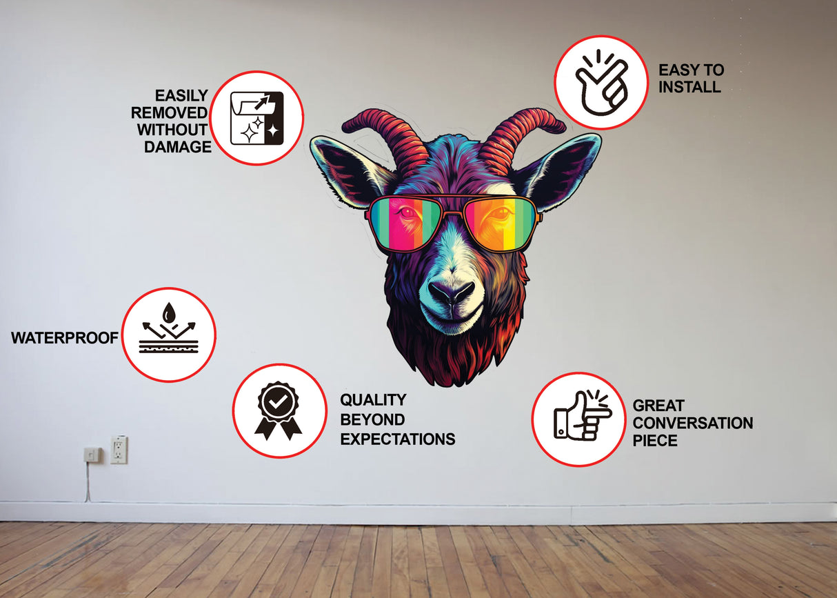 Avant-Garde Goat with Sunglasses Wall Decal