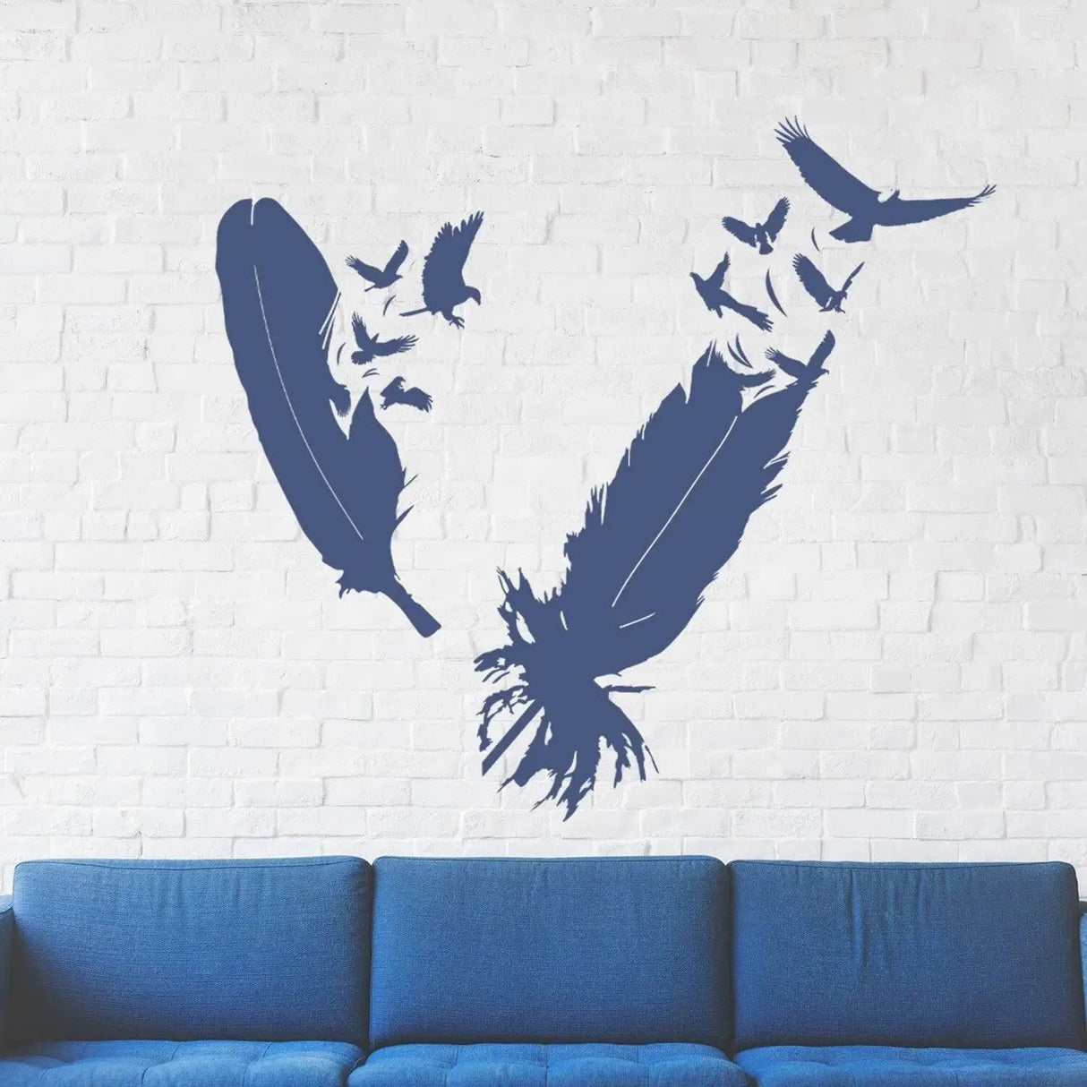 Bird Feather Wall Vinyl Sticker - Eagle Decor Flying Home Art Magic Nib Decal - Love Beautiful Above The Bed And Window Mural - Decords
