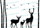 Deer Wildlife Wall Vinyl Sticker - Baby Kit Antler Hunting Decor Hunter Art Animal Decal - Nature Decoration Reindeer Label Silhouette Mural - Decords