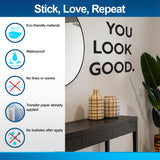 You Look Good Square Mirror Decal - Uplifting Bathroom Mirror Sticker - Vinyl Decal for Dressing Table, Shower Screen, and Bedroom Decor