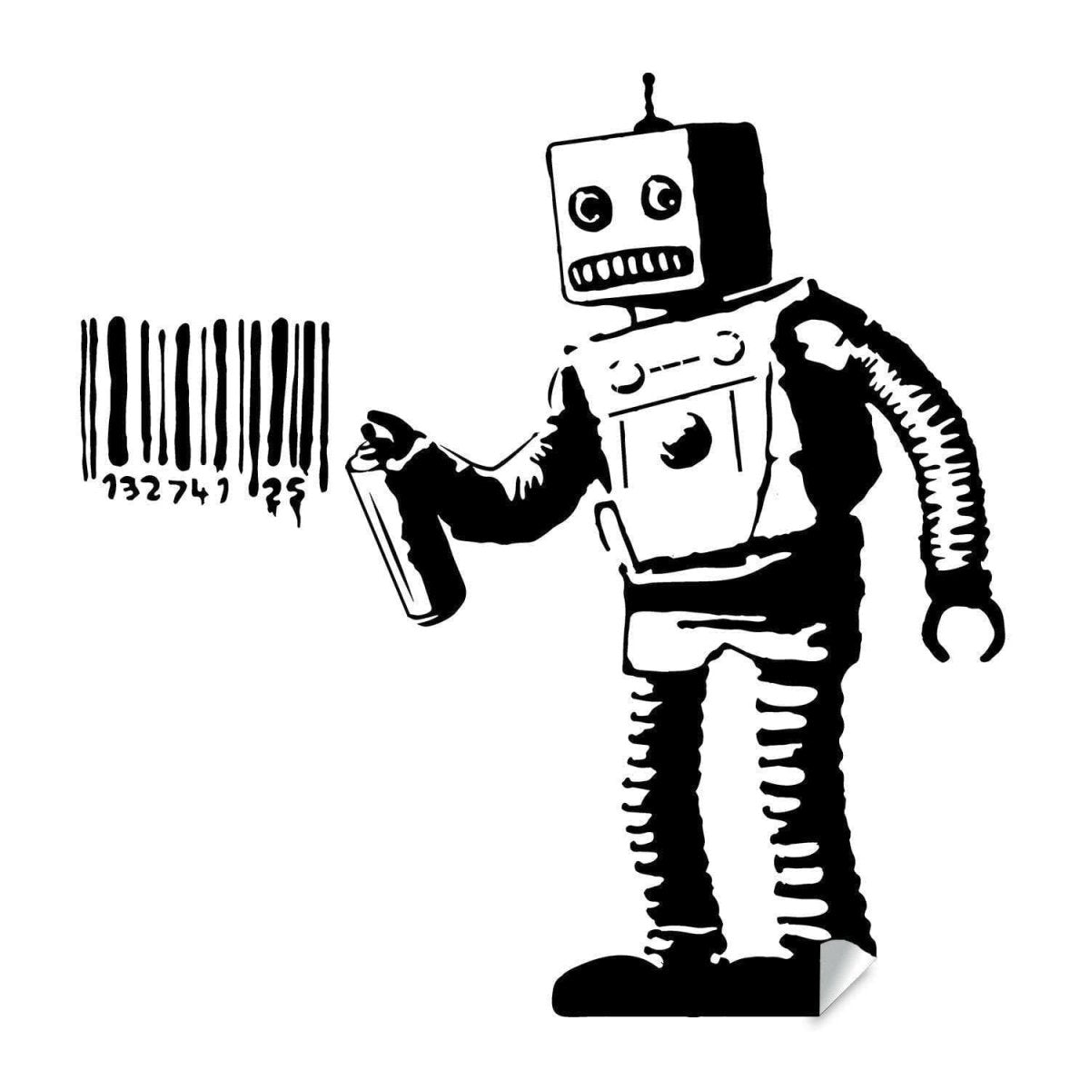Barcode Robot Street Art Vinyl Sticker - Decords
