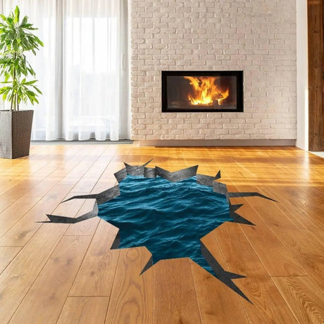 Blue Oceanic Escape Wall Decal - Immersive 3D Underwater View Sticker - Decords