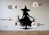 Enchanting Sorceress Decal - Mystical Halloween Window Art - Decords