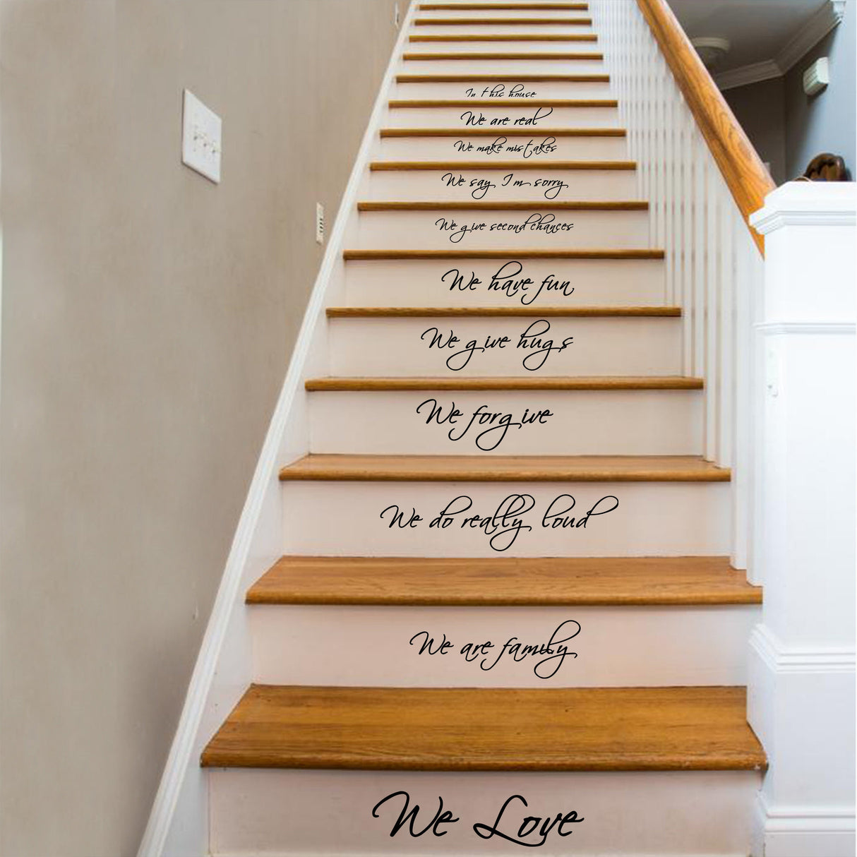 In This House Quote Stair Decals - Stairs Decal Quotes Vinyl Stickers