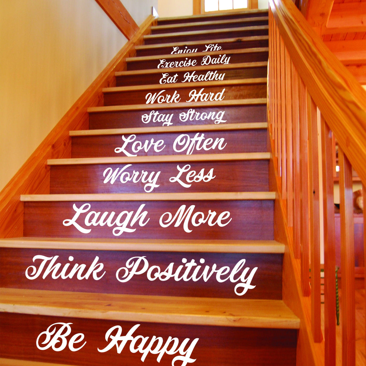 Stair Riser Step Quotes Vinyl Decals - Art Sticker Set For Stairs Steps Words Decor Decal