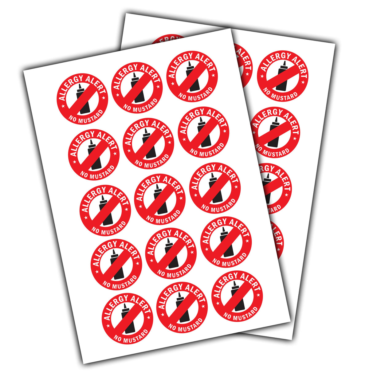 Mustard Allergy Awareness Labels - Safety Precaution Stickers Alerting to Allergens
