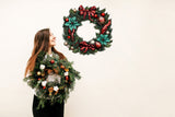 Lifelike Christmas Wreath Wall Decal - Door Sticker Displaying Holiday Elegance - Removable Festive Wall Art Mural - Seasonal Home Decor