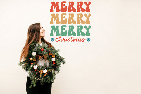 Christmas Quote Wall Vinyl Sticker &quot;Merry Merry Merry Christmas&quot;