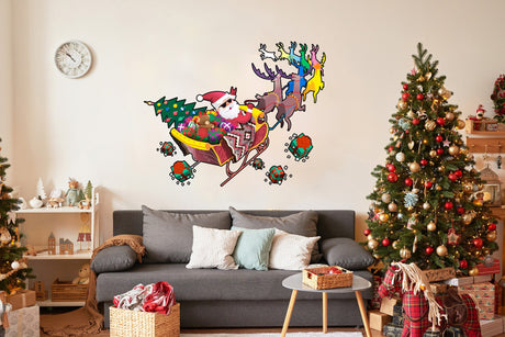 Colorful and Funny Santa in Glasses Wall Decal