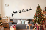 Humorous Santa & Sleigh with Deers Wall Decal - Christmas Silhouette Stickers - Holiday Home Room Decor - Festive Wall Art Mural