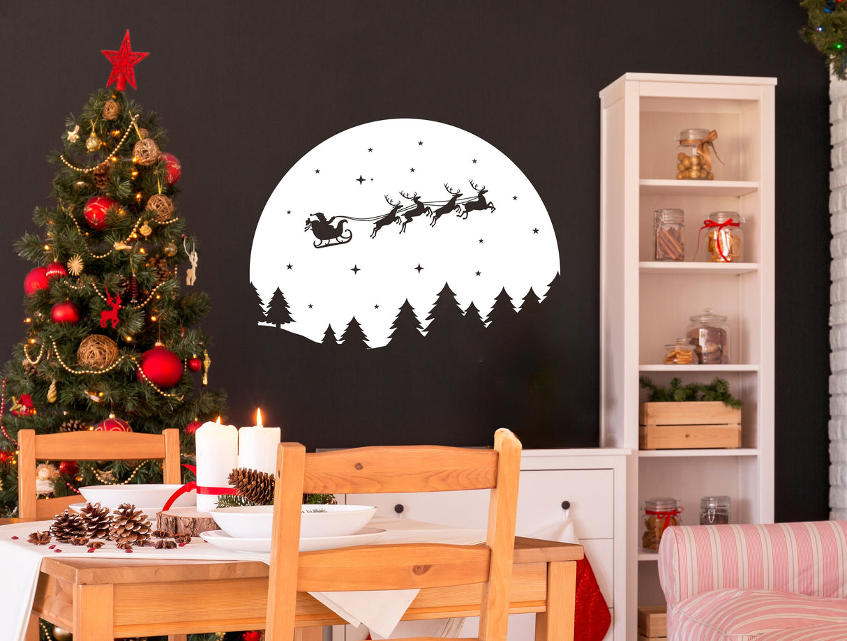 Santa in Sleigh with Deers Wall Decal