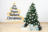 Heartwarming Christmas Quote Wall Vinyl Sticker - "Joy Hope Peace Believe Christmas" Text Decal - Inspirational Living Room Festive Sayings