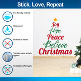 Heartfelt Christmas Quote Wall Decal - "Joy Hope Peace Believe Christmas" Text Sticker - Inspirational Family Living Room Holiday Sayings