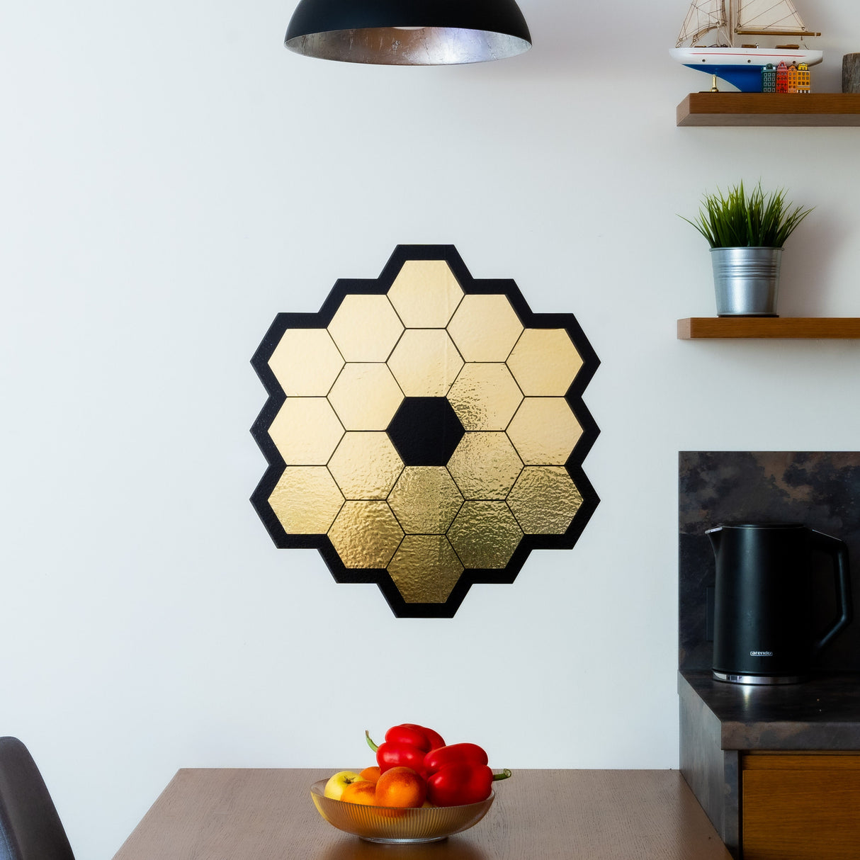 Space Telescope Mirrors Wall Sticker - Elegant Gold Chrome Vinyl Decal for Room Decor