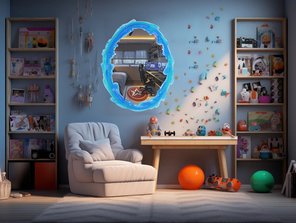 Custom Blue Orange Portal Wall Stickers With Your own Image