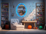 Custom Blue & Orange Portal Wall Stickers With Your own Image inside - Personalized Photo Inside, Vibrant Aura Oval Decals for Gamer and Geek Room Decor