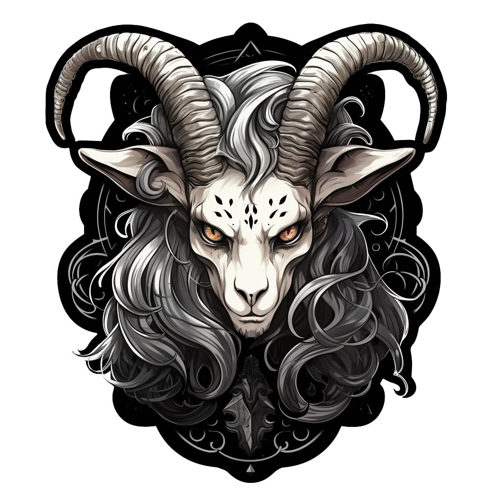 Gooti pop-sürrealismi stiilis Zodiac Goat seinakleebis 