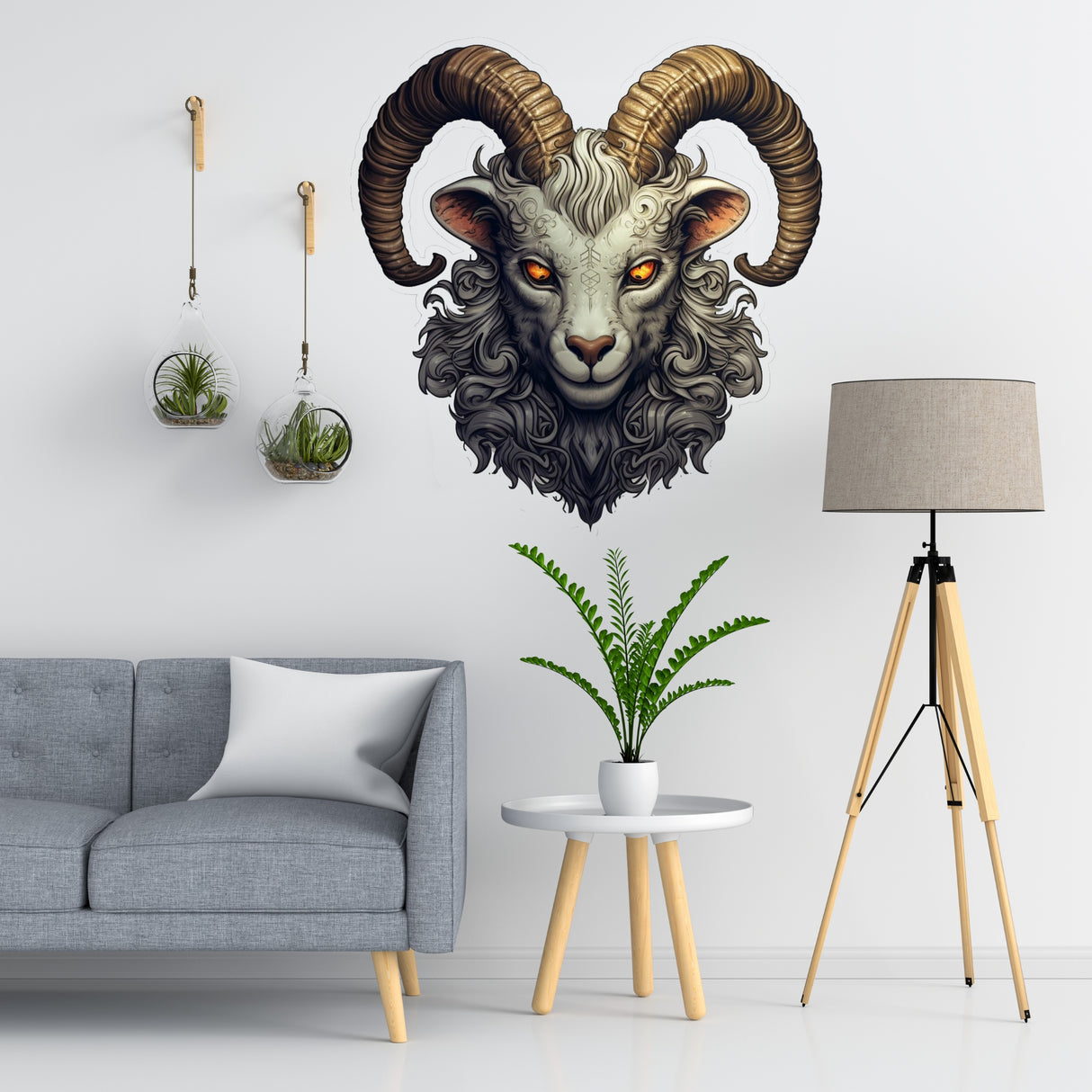 Gothic Surrealism Old Goat Head Wall Sticker