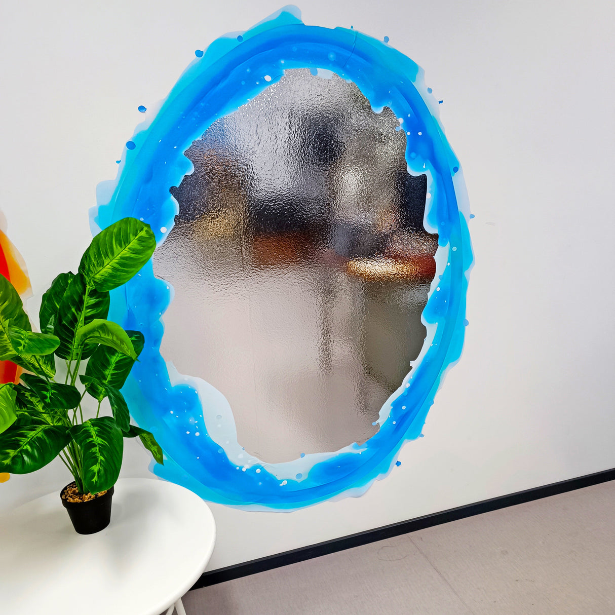 Custom Blue & Orange Portal Wall Stickers With Your own Image inside - Personalized Photo Inside, Vibrant Aura Oval Decals for Gamer and Geek Room Decor
