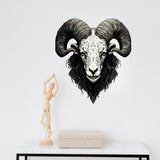 Large Ram Wall Sticker in Bold, Angular Style - Intricate Bizarre Illustration Decal
