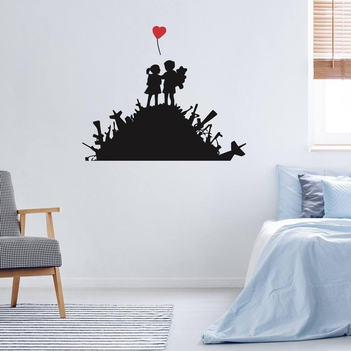 Banksy Boy And Girl Friend Wall Sticker - Kid With A Child Art Balloon Decor Room Street Graffiti Decal - Bank Ash Home Room Mural - Decords