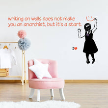 Load image into Gallery viewer, Banksy Girl Anarchist Wall Sticker - Magical Daisy Antifa Communist Anarchy Decal - Radical Political Street Art Anarchism Mural - Decords
