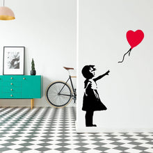 Load image into Gallery viewer, Banksy Girl With Heart Balloon Wall Sticker - Vinyl Baloon Hot Air Baby Nursery Art Decal - There Is Always Hope For Kid Home Laptop Window - Decords
