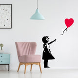 Banksy Girl With Heart Balloon Wall Sticker - Vinyl Baloon Hot Air Baby Nursery Art Decal - There Is Always Hope For Kid Home Laptop Window - Decords
