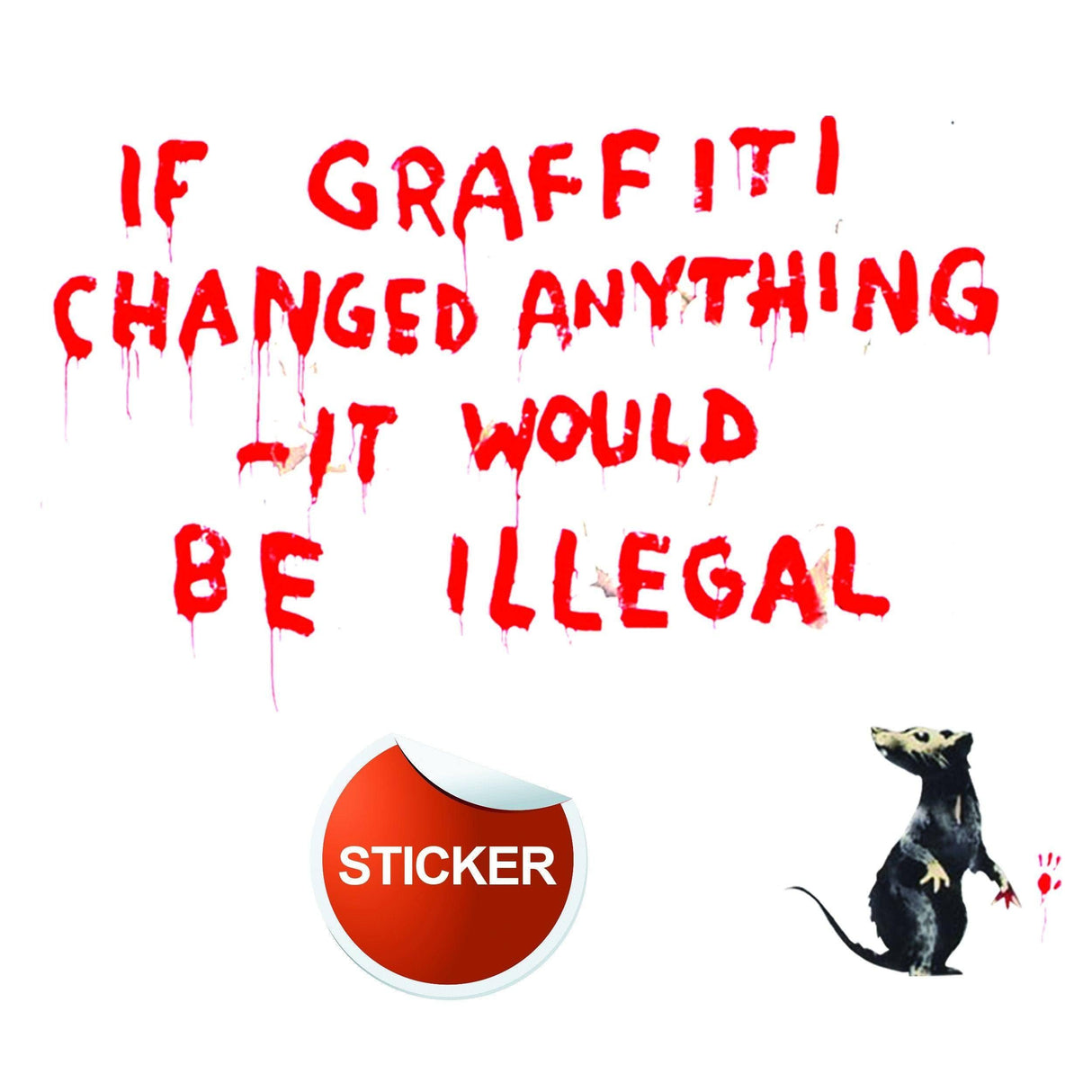 Banksy Illegal Rat Vinyl Wall Sticker - Art Home Decor Cool And Premium Waterproof Decal - Adult Graffiti With Quality Keen Bansky Laptop - Decords