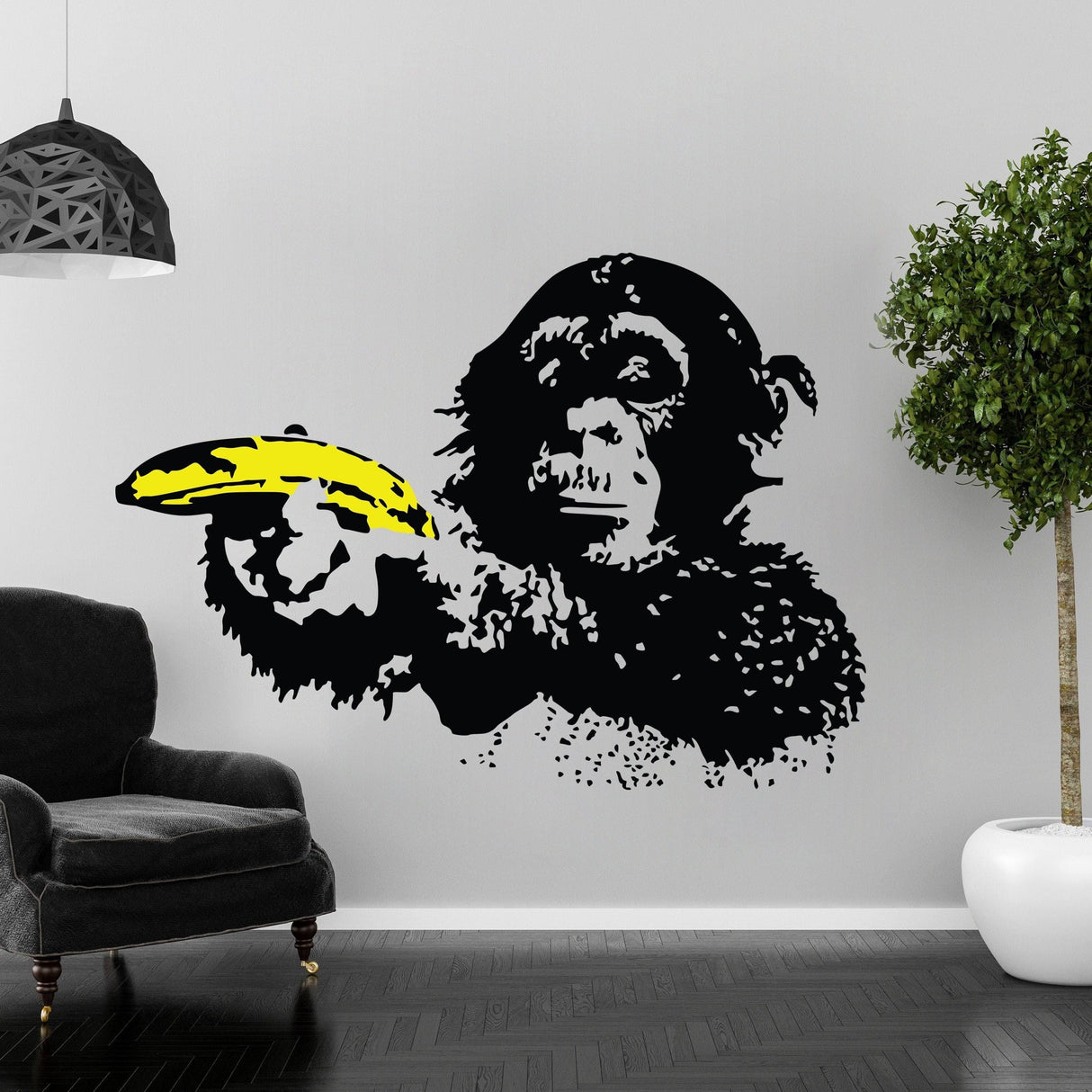 Banksy Monkey Wall Sticker - Bansky Art Vinyl Decal - Street Graffiti Focus Chimp Mural 134 x 93