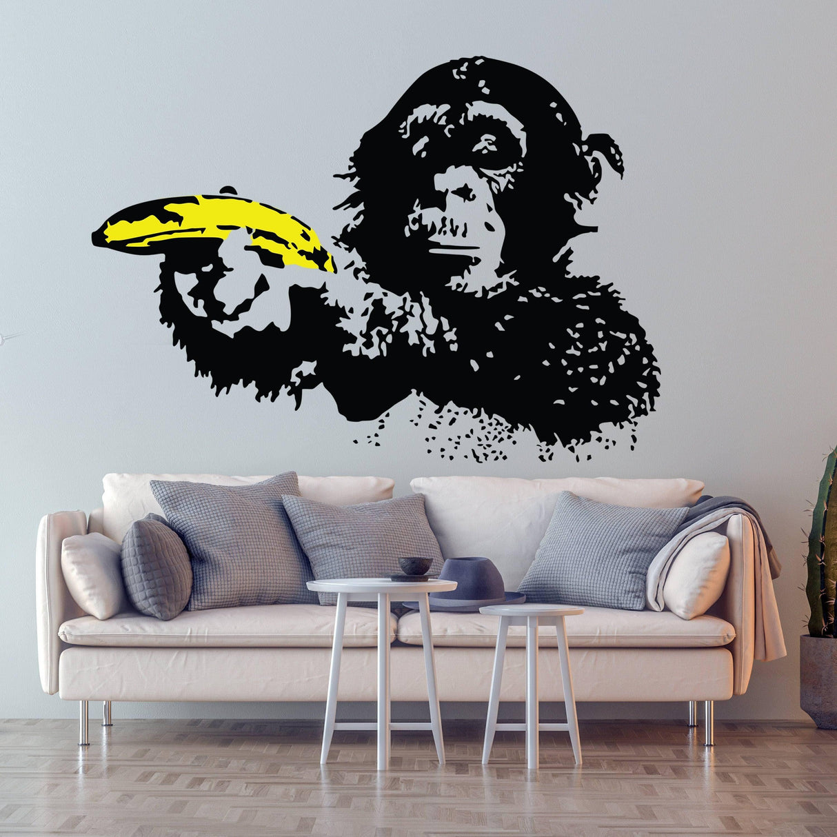 Banksy Monkey Wall Sticker - Bansky Art Vinyl Decal - Street Graffiti Focus Chimp Mural - Decords