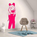 Banksy Police Kissing Wall Sticker - Street Art Peel and Stick Vinyl Decal - Cops Kiss Large Mural - Decords