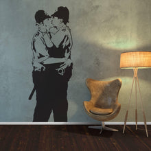 Load image into Gallery viewer, Banksy Police Kissing Wall Sticker - Street Art Peel and Stick Vinyl Decal - Cops Kiss Large Mural - Decords
