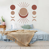 Boho Moon Phases Wall Decal Decor - Bohemian Crescent Big Vinyl Wallpaper Sticker For Or Nursery Kid Room - Large Pastel Art Girl Baby Mural - Decords