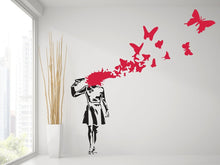 Load image into Gallery viewer, Butterfly Girl Wall Decal - Emotional Street Art Vinyl Sticker - Decords
