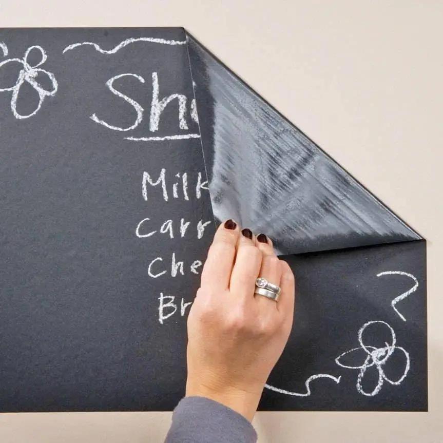 Chalkboard Wall Sticker - Large Chalk Board Decal For Kitchen Classroom Door Menu Decor - Adhesive Blackboard Roll - Kids Black Stick Vinyl - Decords