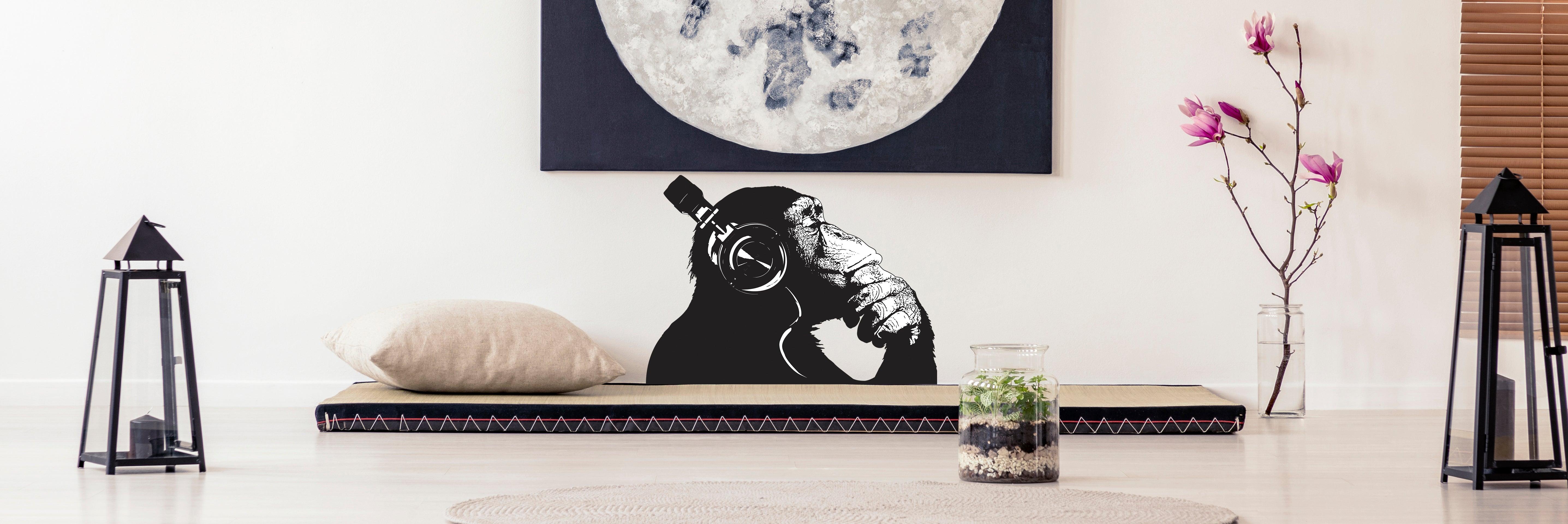 Cool Thinking Monkey Wall Sticker - DJ Chimp Vinyl Decal