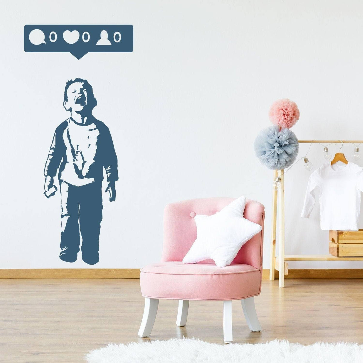 Crying Boy With Cellphone Banksy Wall Sticker - Facebook Phone Gift For Party Mac Decal - Sign Street Art Face Friend Cell Book Mural - Decords