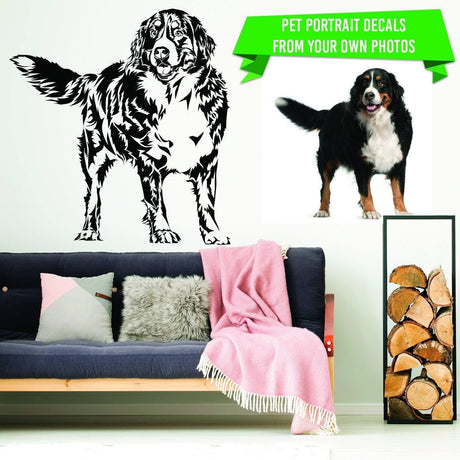 Custom Wall Decal Of Your Pet - Personalized Dog Lover Portrait Vinyl Sticker Gift Idea - Customized My Love Memorial Rescue Art Car Home - Decords