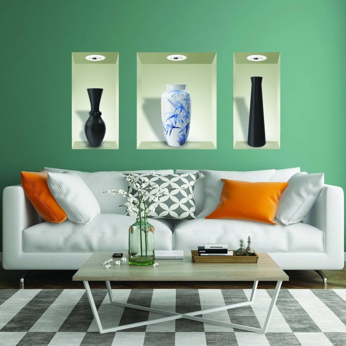 Floral Elegance Wall Decals: 3D Flowers in Vases - Decords