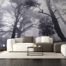 Load image into Gallery viewer, Foggy Forest Decal Wallpaper - Fog Tree Removable Wall Paper Sticker Mural Art - Large Bedroom Dark Misty Nature Decor Peel And Stick - Decords
