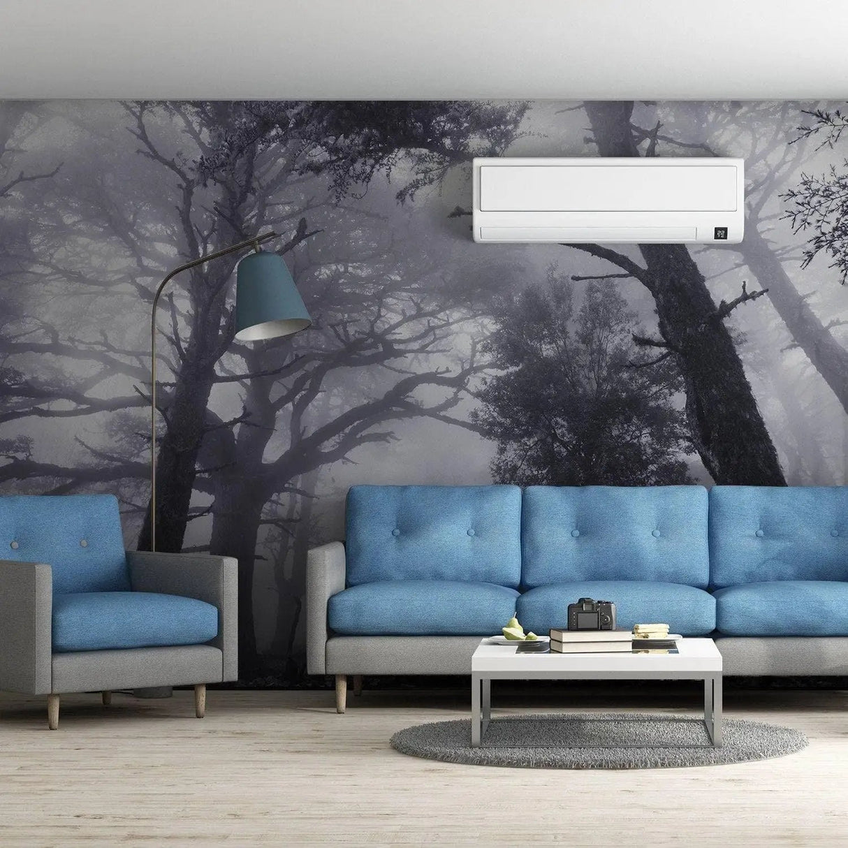 Foggy Forest Decal Wallpaper - Fog Tree Removable Wall Paper Sticker Mural Art - Large Bedroom Dark Misty Nature Decor Peel And Stick - Decords