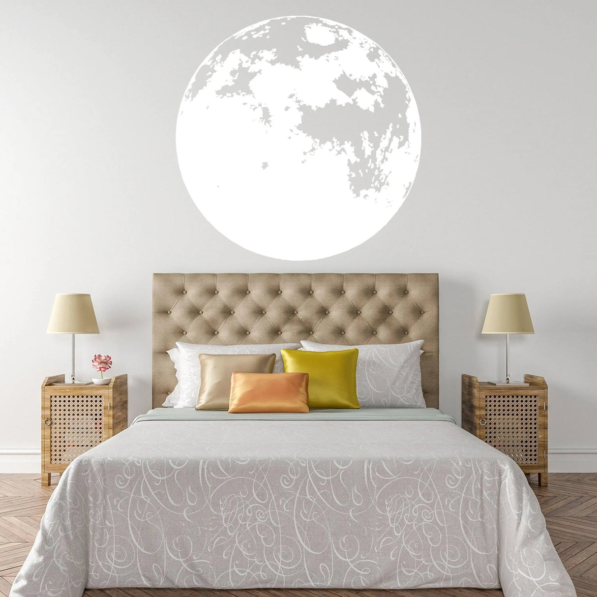 Glow In Dark Moon Wall Decor Decal - Nigh Light Full Large Sticker For Nursery Baby Kids Room - Glowing Neon Art Home Removable Vinyl - Decords