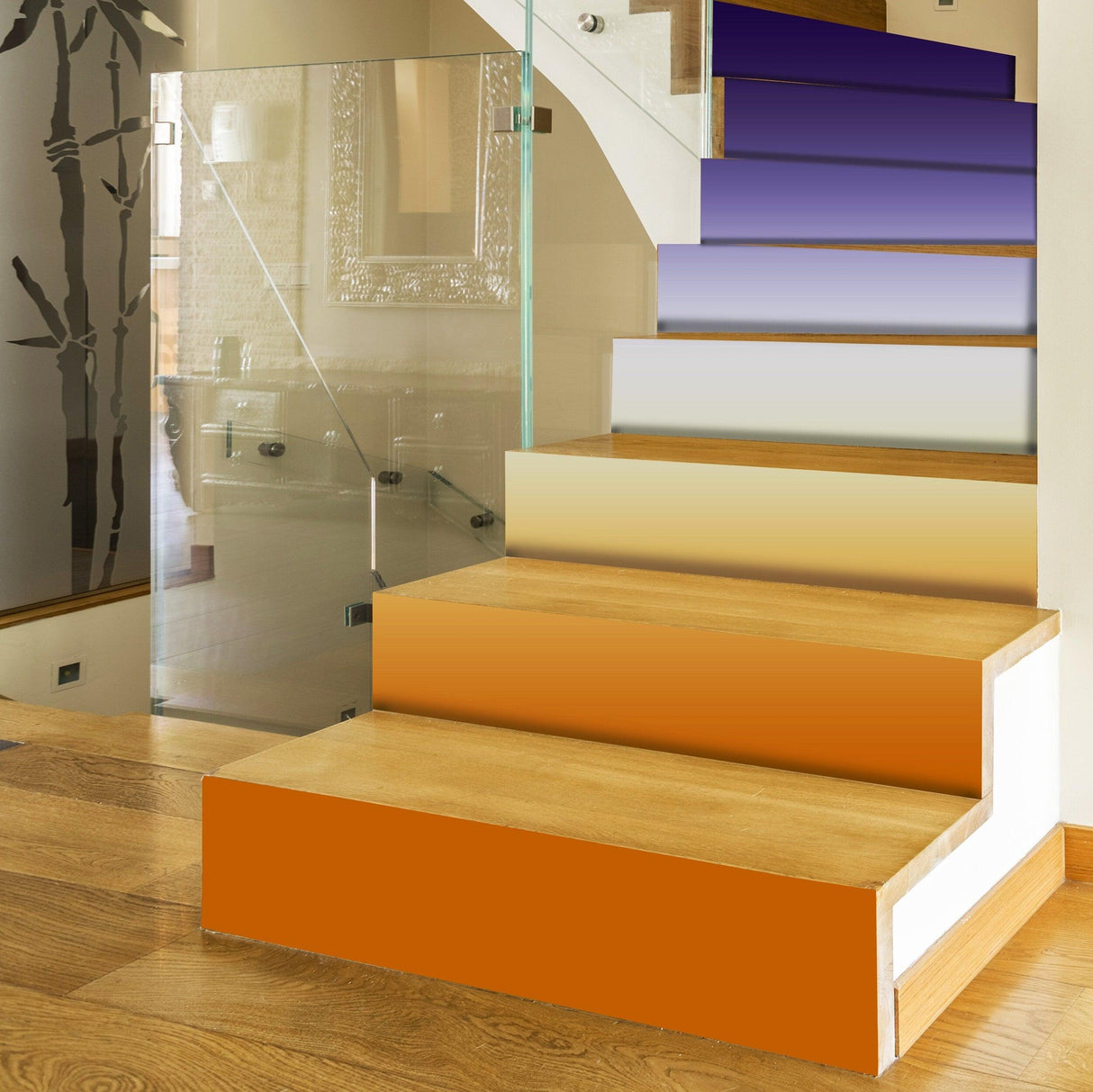 Gradient Color Self-adhesive Stairs Risers Stickers - Decoration Strips Stairway Ladder Steps - Peel and Stick Art Decor Decal For Staircase - Decords