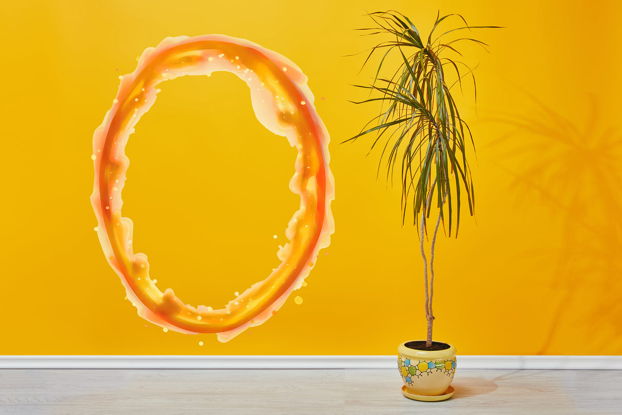 Blue and Orange Portal Aura Wall Stickers - Transparent Oval Decals with Vibrant Aura Effect for Game Room Decor