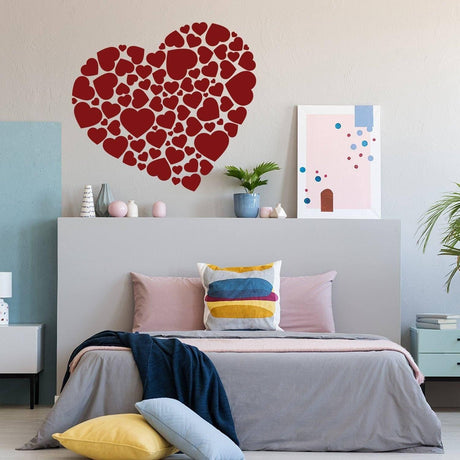 Heart Sticker Art Vinyl Love Decal - Mini Labels Valentine Decals Hearts - Wall Large Outdoor Valentines Sets Wedding Red Home Stickers - Decords