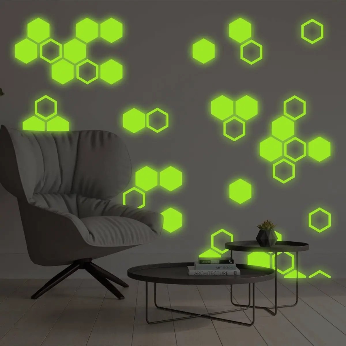 Glow in Dark Hexagon Wall Decals - Neon Stickers 9