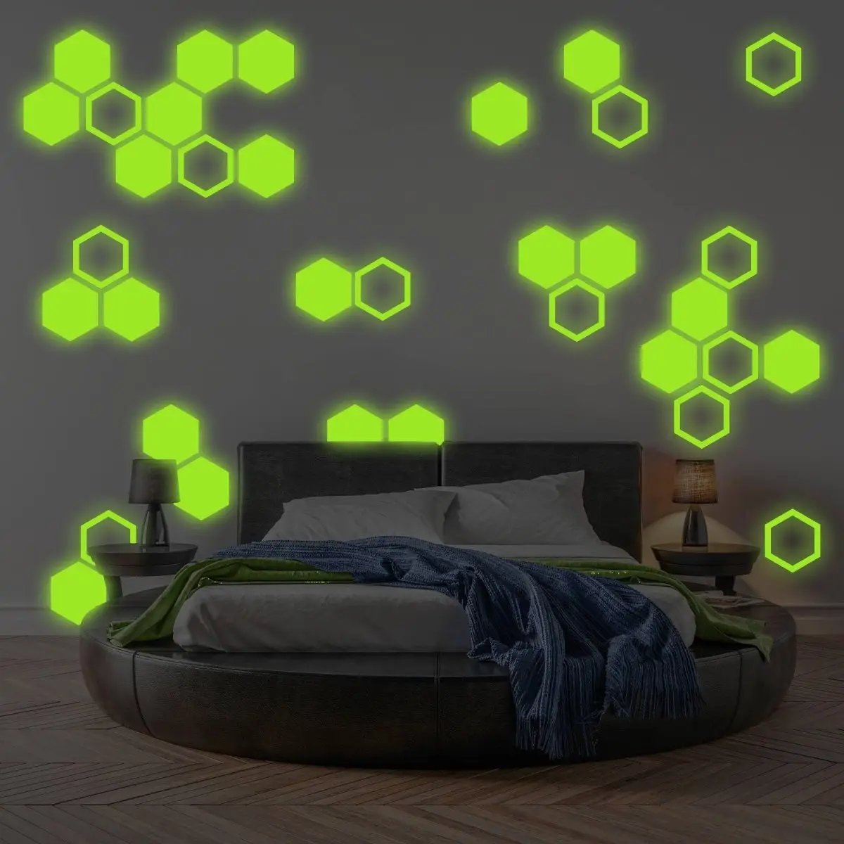 Glow in Dark Hexagon Wall Decals - Neon Stickers 9