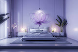 Purple Lotus Flower Wall Decal - Tranquil Peel and Stick Floral Art for Bedroom Sticker Decor - Decords